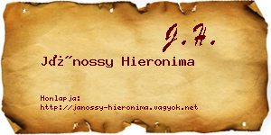 Jánossy Hieronima névjegykártya